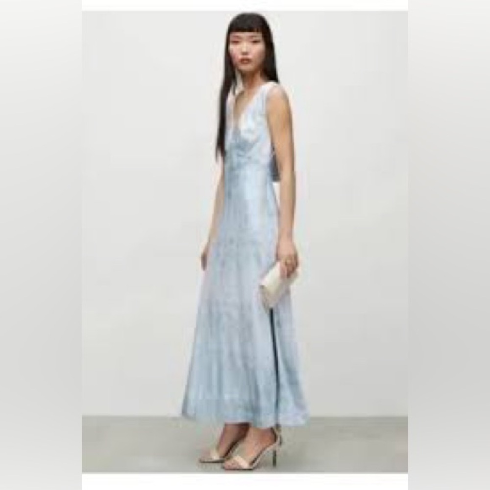 All Saints Karlina Estrella Silk Blend Maxi Dress dusty blue lace fairy romantic - Picture 3 of 8